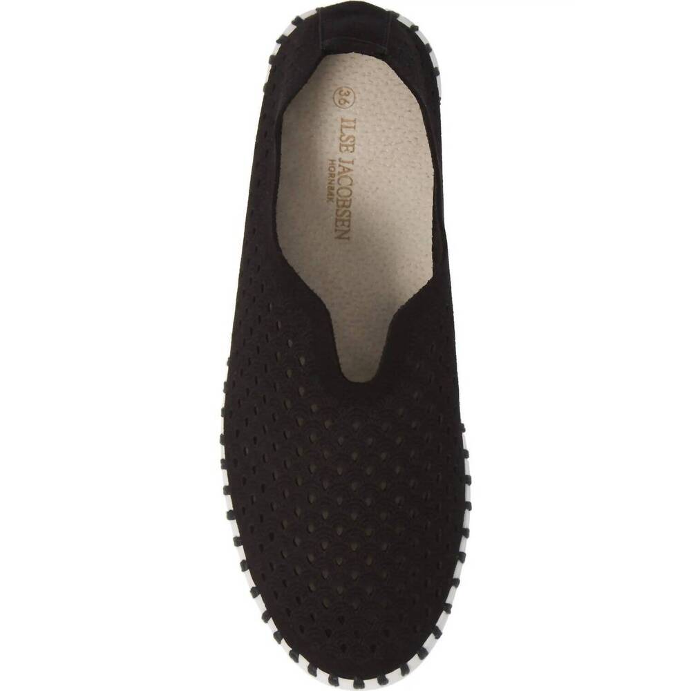 NEW ILSE JACOBSEN women's tulip 139 perforated slip-on sneaker shoe in black - Picture 4 of 5
